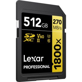 Cartão de Memória SD SDXC Lexar Professional 1800X Série Gold 270-180 MB/s C10 U3 V60 512 GB (LSD1800512G-BNNNG)