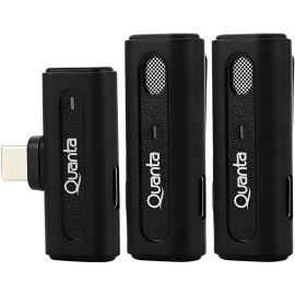 Microfone Sem Fio Quanta QTMDM20 Dual Multi Dispositivo - Preto