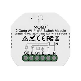 Interruptor Inteligente Moes MS-104B 2 Vías Wi-Fi RF