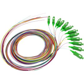 Cable Pigtail Trenzado de Fibra Óptica SC-UPC G657A1 0.9 mm - 1 Metro (12 Colores)