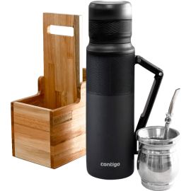 Kit Garrafa Térmica Contigo - 1L + Cuia + Bomba de Mate + Suporte de Mate 