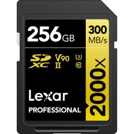 Cartão de Memória SD Lexar Professional 2000X Série Gold 300-260 MB/s C10 U3 V90 256 GB (LSD2000256G-BNNNU)