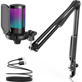 Micrófono Gamer Fifine A6T RGB USB - Negro