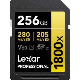 Memória SD SDXC Lexar Professional 1800X Série Gold 280-205 MB/s C10 U3 V60 256 GB (LSD1800256G-BNNNU)