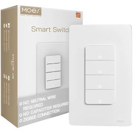 Interruptor de Luz Inteligente Moes ZigBee ZS-B-US4 -WH-MS Wifi 4 Botones - Blanco