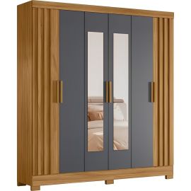 Ropero Moval Valencia con Espejo 6 Puertas - Freijo/Gris