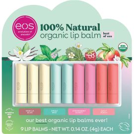 Bálsamo Labial Eos Vanilla Bean + Sweet Mint + Strawberry Sorbet + Juicy Peach - 9 unidades