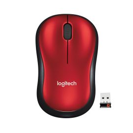 Mouse Logitech M185 Inalámbrico - Rojo/Negro (910-003635)