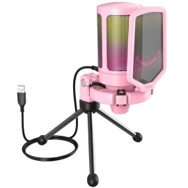 Micrófono Fifine A6V RGB USB - Rosa