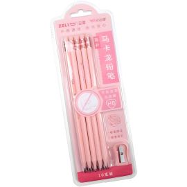 Set de Lápices Zhenglin con Borrador K50741 + Sacapuntas - Rosa 10 piezas 