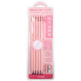 Set de Lápices Zhenglin con Borrador K50741 + Sacapuntas - Rosa 10 piezas 
