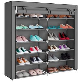 Zapatera de Tela Decoteam 6 Pisos Dobles - Gris