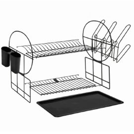 Escurridor de Platos y Cubiertos Decoteam 2 Niveles - Negro 