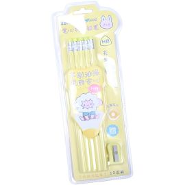 Set de Lápices Zhenglin con Borrador K50740-3 + Sacapuntas - Amarillo 10 piezas 