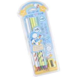 Set de Lápices Zhenglin K50738-1 + Sacapuntas - Celeste / Amarillo 10 piezas 