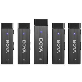 Sistema de Microfone Sem fio Boya BY-W4 (4TX+1RX) 4 Canais de Câmera - Preto