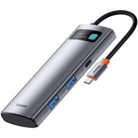 Hub USB-C 7 en 1 Baseus WKWG020113 2 USB-A 3.0+HDMI 4K+2 USB-C PD+SD+TF - Gray