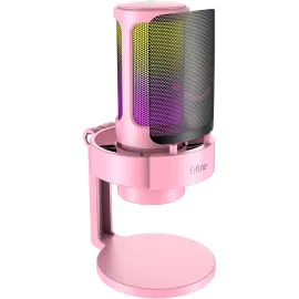 Micrófono Fifine A8 RGB USB - Rosa